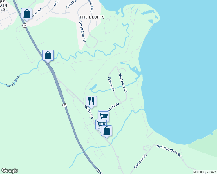 map of restaurants, bars, coffee shops, grocery stores, and more near 17 Fairway Drive in Ossipee