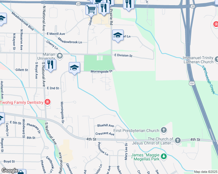 map of restaurants, bars, coffee shops, grocery stores, and more near 149 Rubina Lane in Fond du Lac