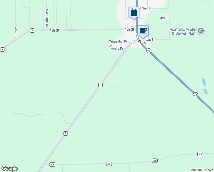 map of restaurants, bars, coffee shops, grocery stores, and more near N3710 County Road F in Montello