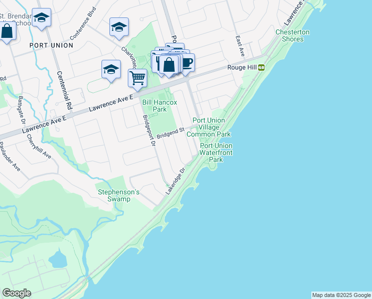 map of restaurants, bars, coffee shops, grocery stores, and more near in Toronto