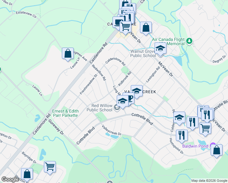 map of restaurants, bars, coffee shops, grocery stores, and more near in Brampton