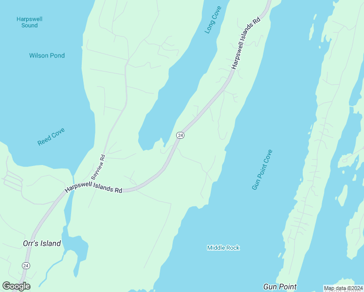 map of restaurants, bars, coffee shops, grocery stores, and more near 11 Ledgemere Road in Harpswell