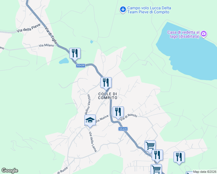 map of restaurants, bars, coffee shops, grocery stores, and more near 723A Via di Tiglio in Capannori