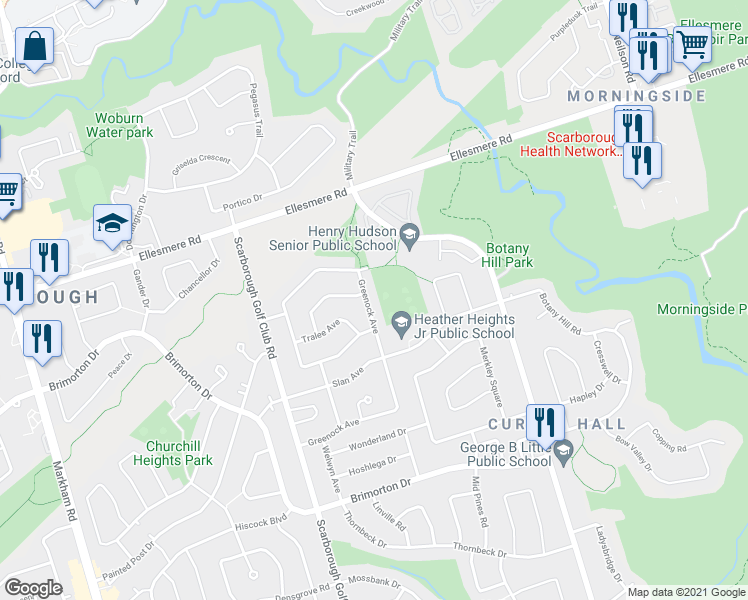 map of restaurants, bars, coffee shops, grocery stores, and more near 101 Greenock Avenue in Toronto