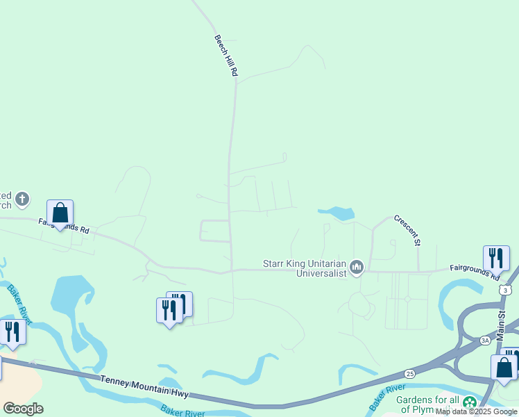 map of restaurants, bars, coffee shops, grocery stores, and more near 21 Shirley's Way in Plymouth