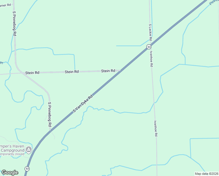 map of restaurants, bars, coffee shops, grocery stores, and more near 2121 South Van Dyke Road in Bad Axe