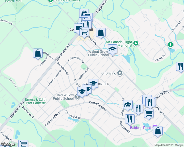 map of restaurants, bars, coffee shops, grocery stores, and more near 9 Rathmore Street in Brampton