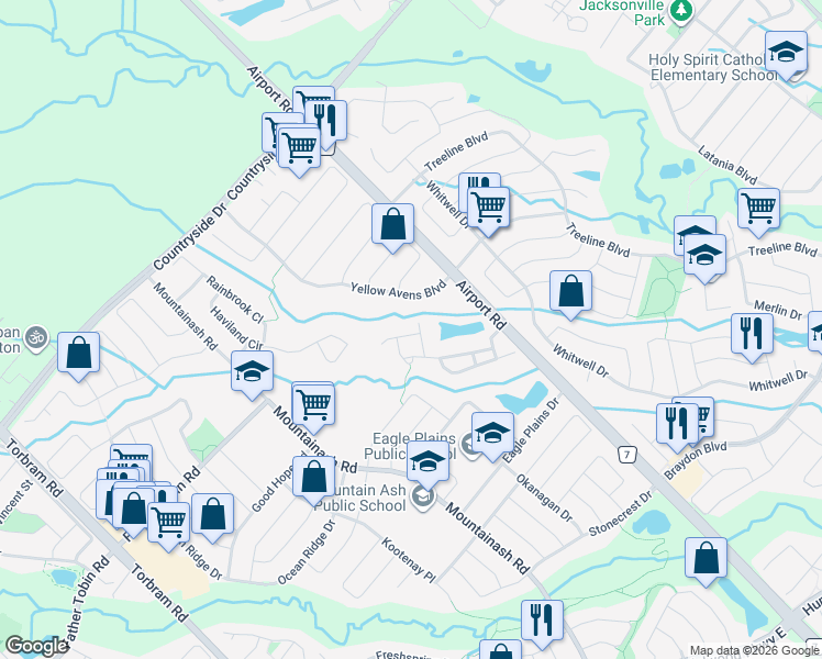 map of restaurants, bars, coffee shops, grocery stores, and more near 31 Bamboo Grove in Brampton