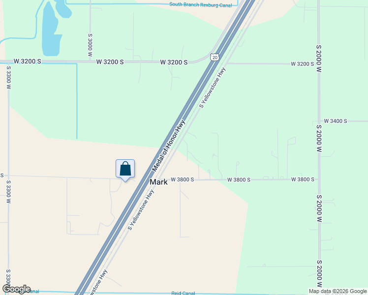 map of restaurants, bars, coffee shops, grocery stores, and more near 3663 Harris Lane in Rexburg