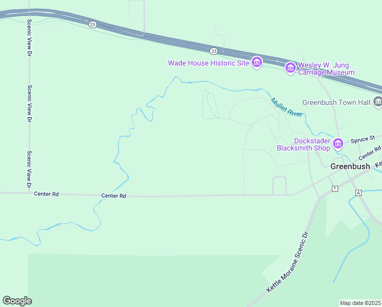 map of restaurants, bars, coffee shops, grocery stores, and more near W7965 Wisconsin 23 in Greenbush
