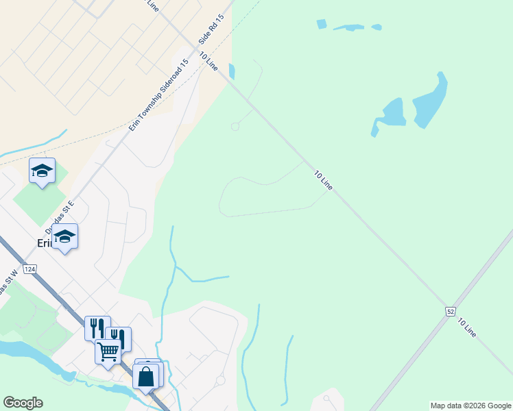 map of restaurants, bars, coffee shops, grocery stores, and more near 24 Pine Ridge Road in Erin