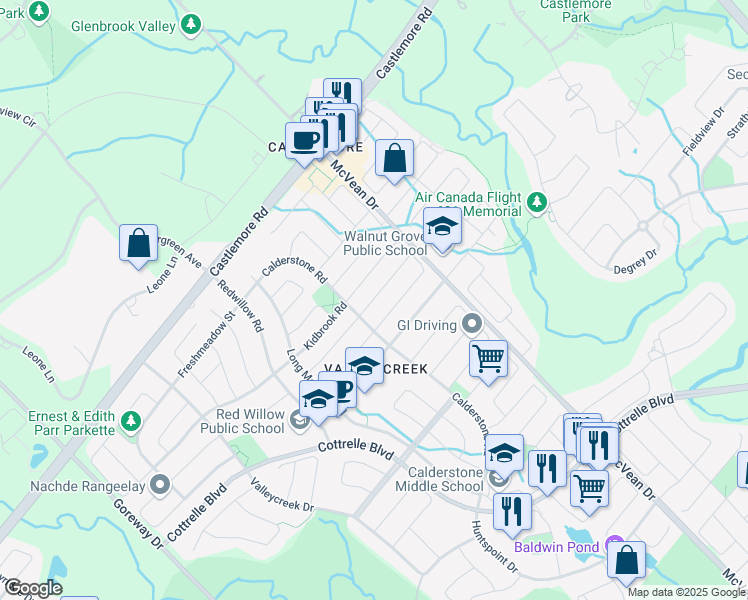 map of restaurants, bars, coffee shops, grocery stores, and more near 9 Rathmore Street in Brampton