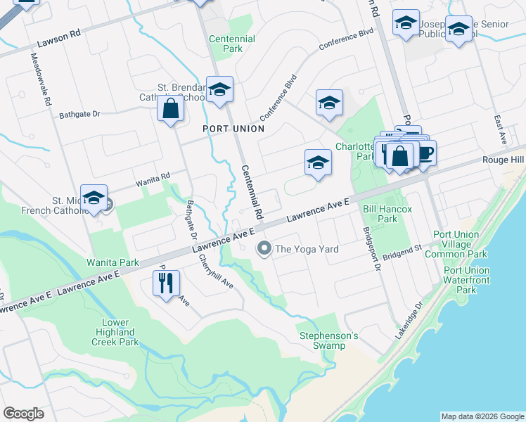 map of restaurants, bars, coffee shops, grocery stores, and more near in Toronto
