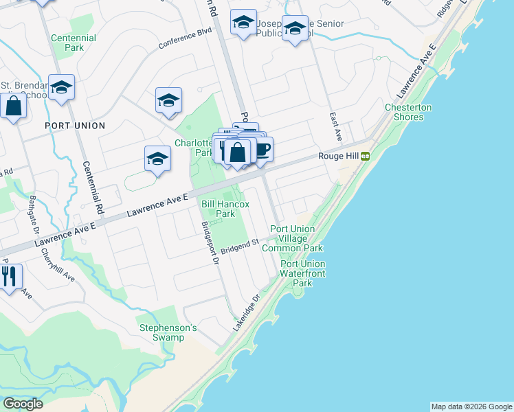 map of restaurants, bars, coffee shops, grocery stores, and more near 81 Vessel Crescent in Toronto