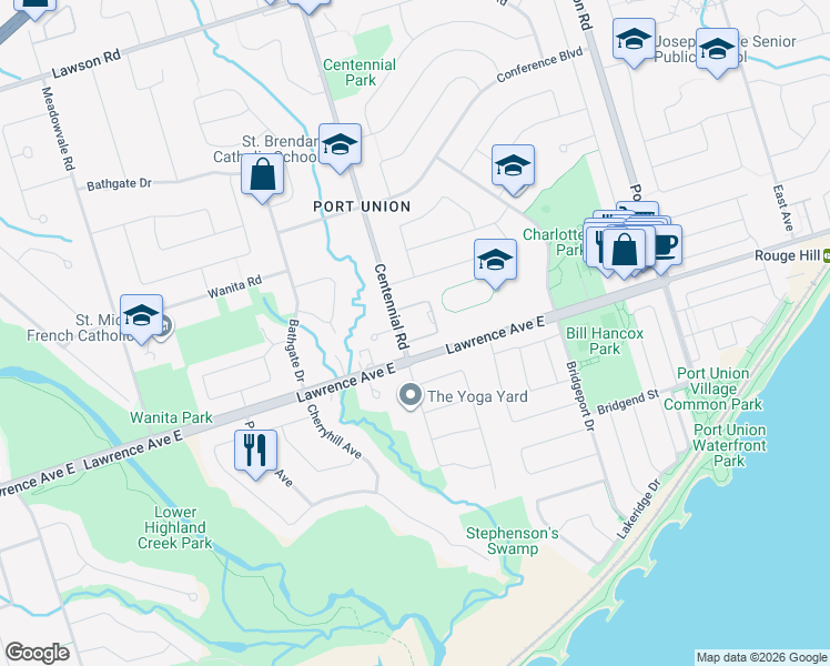 map of restaurants, bars, coffee shops, grocery stores, and more near in Toronto