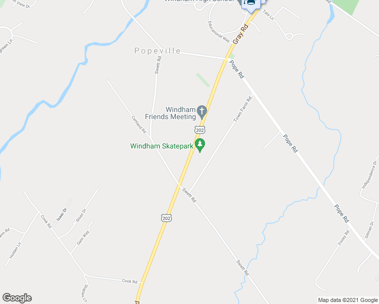 map of restaurants, bars, coffee shops, grocery stores, and more near 368 Gray Road in Windham