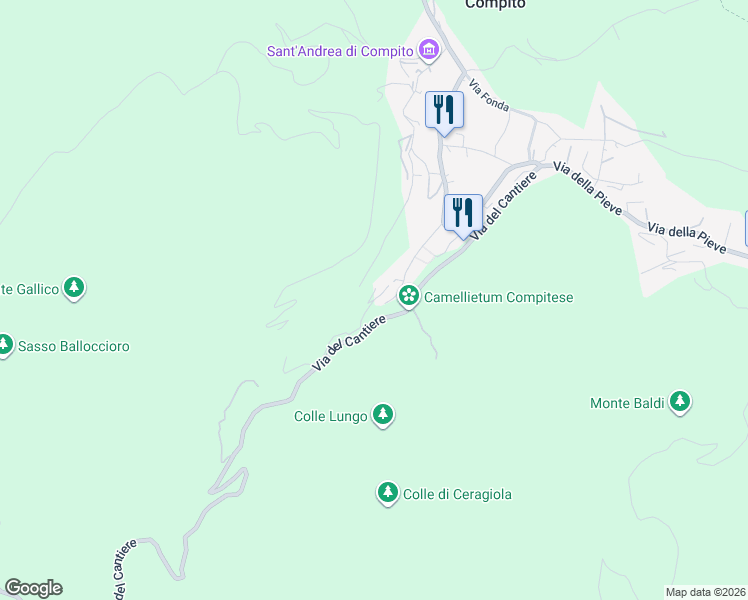 map of restaurants, bars, coffee shops, grocery stores, and more near 18 Via Capo di Vico in Capannori