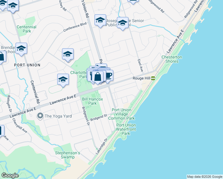 map of restaurants, bars, coffee shops, grocery stores, and more near in Toronto
