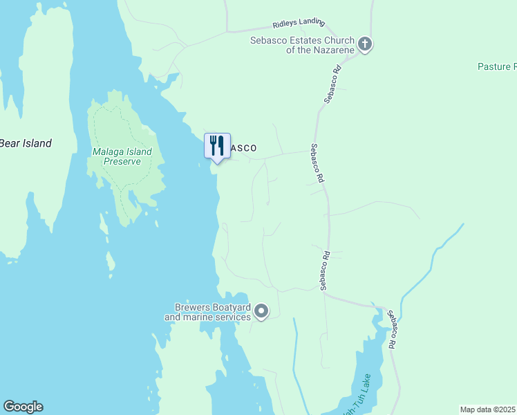 map of restaurants, bars, coffee shops, grocery stores, and more near 40 Bailey Road in Phippsburg