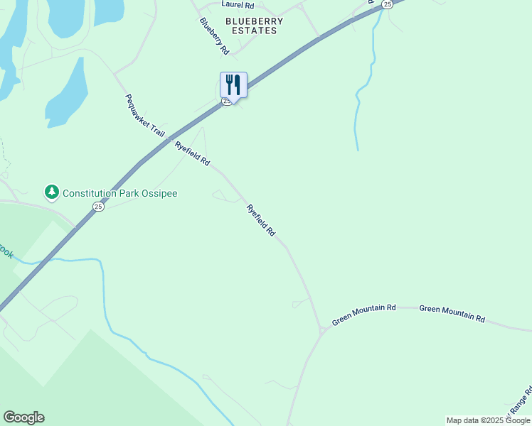 map of restaurants, bars, coffee shops, grocery stores, and more near 75 Ryefield Road in Effingham