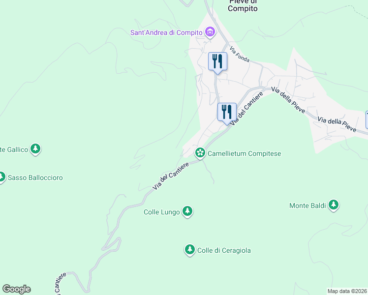 map of restaurants, bars, coffee shops, grocery stores, and more near 18 Via Capo di Vico in Capannori