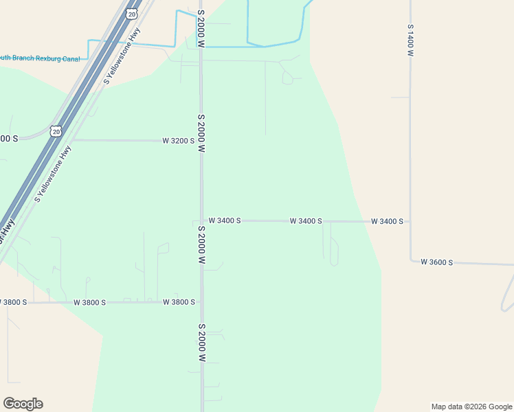 map of restaurants, bars, coffee shops, grocery stores, and more near 1785 West 3400 South in Rexburg