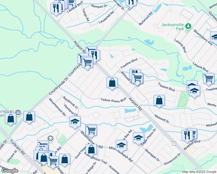 map of restaurants, bars, coffee shops, grocery stores, and more near 13 Kettlewell Crescent in Brampton
