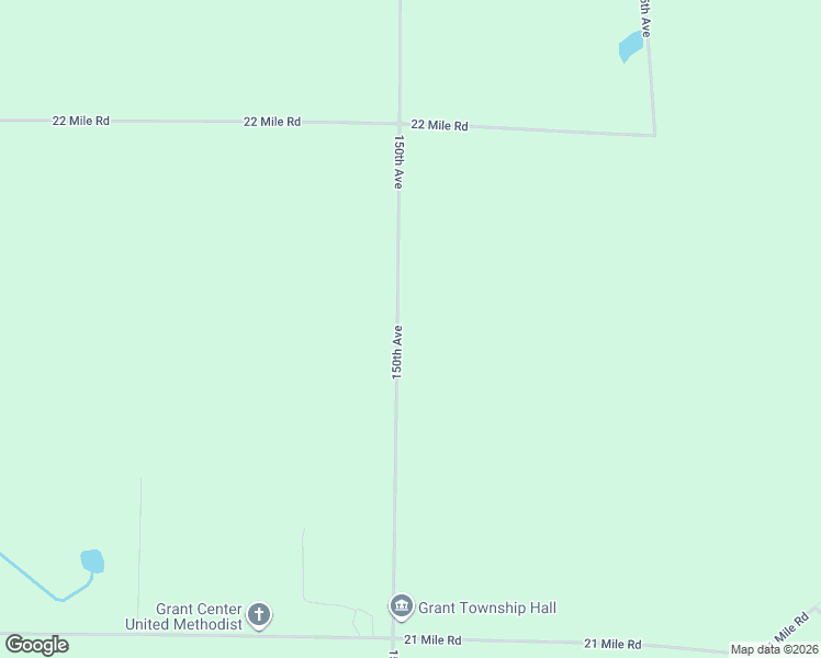 map of restaurants, bars, coffee shops, grocery stores, and more near 21575 150th Avenue in Big Rapids