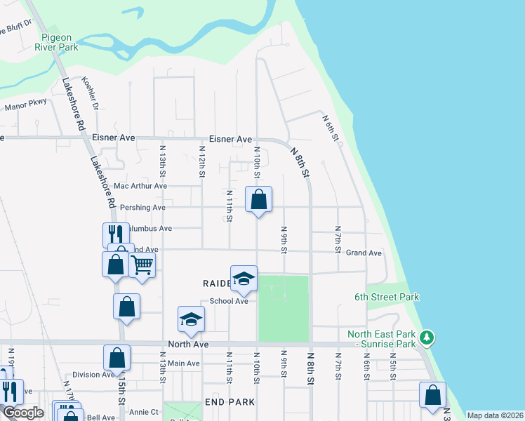 map of restaurants, bars, coffee shops, grocery stores, and more near 3133 North 10th Street in Sheboygan
