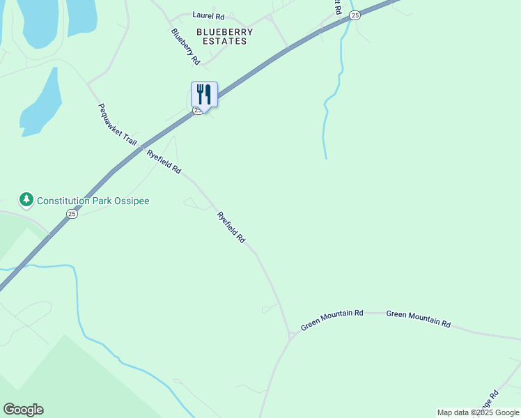 map of restaurants, bars, coffee shops, grocery stores, and more near 75 Ryefield Road in Effingham