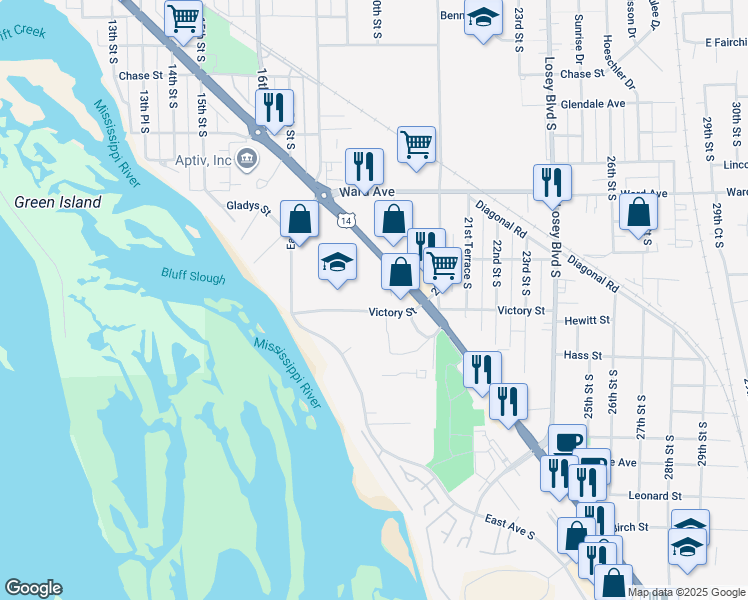 map of restaurants, bars, coffee shops, grocery stores, and more near 3430 Mormon Coulee Road in La Crosse