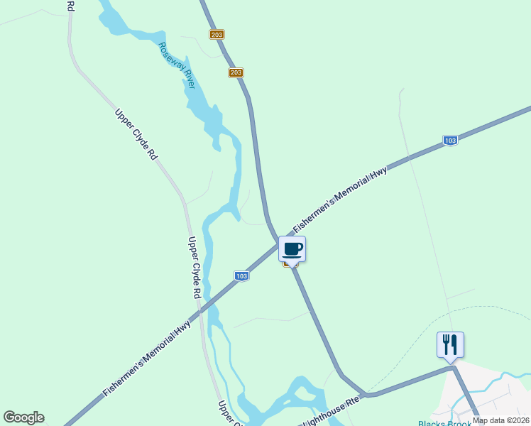 map of restaurants, bars, coffee shops, grocery stores, and more near Nova Scotia 203 in Shelburne