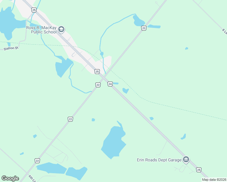 map of restaurants, bars, coffee shops, grocery stores, and more near 5770 Trafalgar Road North in Erin