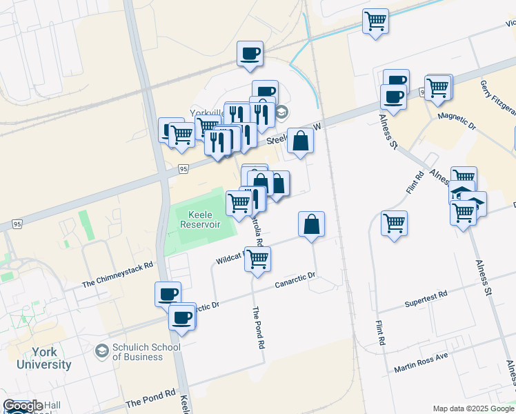 map of restaurants, bars, coffee shops, grocery stores, and more near 37 Limestone Crescent in Toronto