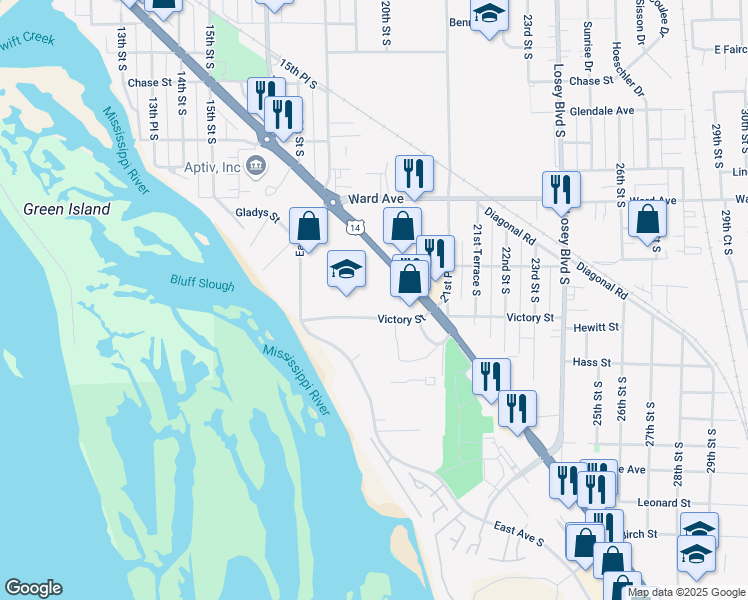 map of restaurants, bars, coffee shops, grocery stores, and more near 3430 Mormon Coulee Road in La Crosse