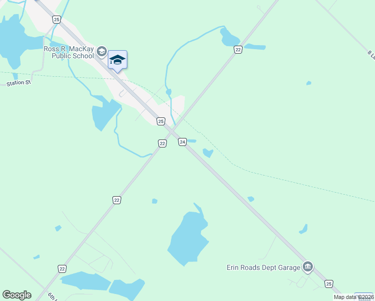 map of restaurants, bars, coffee shops, grocery stores, and more near 5770 Trafalgar Road in Erin