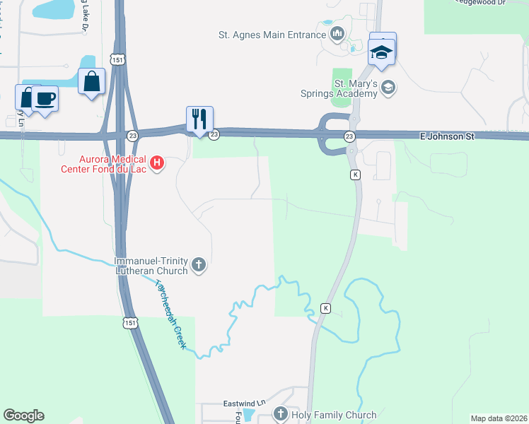 map of restaurants, bars, coffee shops, grocery stores, and more near 1446 Lynn Avenue in Fond du Lac