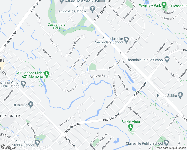 map of restaurants, bars, coffee shops, grocery stores, and more near 9 Oakhaven Road in Brampton