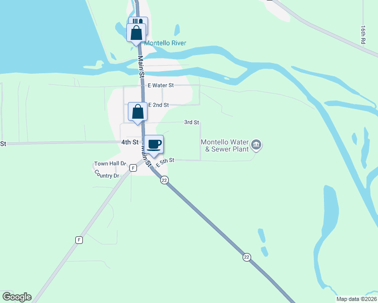 map of restaurants, bars, coffee shops, grocery stores, and more near 167 East 5th Street in Montello
