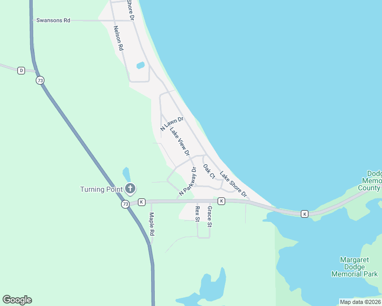 map of restaurants, bars, coffee shops, grocery stores, and more near N4202 Lake View Drive in Markesan