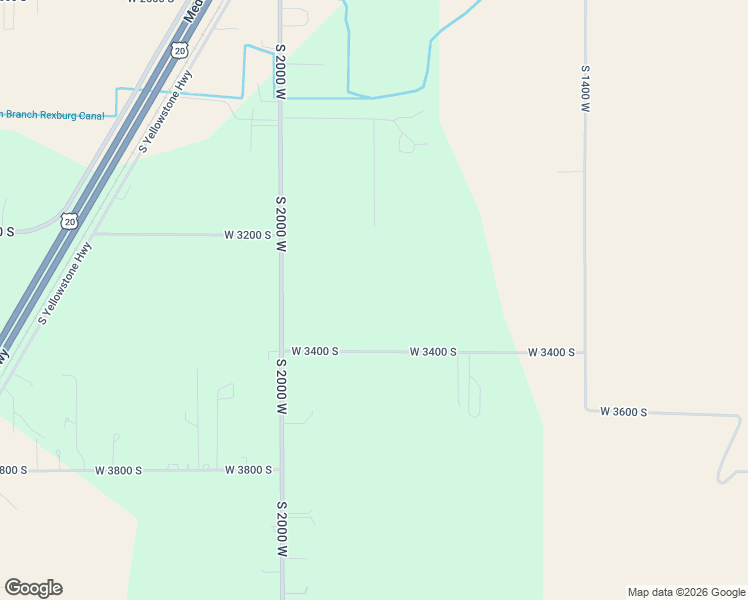 map of restaurants, bars, coffee shops, grocery stores, and more near 1946 West 3400 South in Rexburg