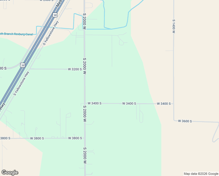 map of restaurants, bars, coffee shops, grocery stores, and more near 1946 West 3400 South in Rexburg