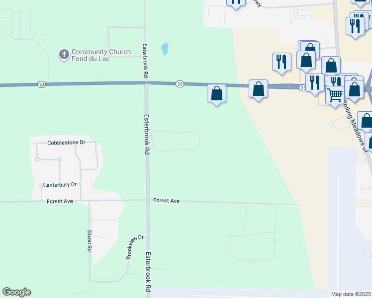 map of restaurants, bars, coffee shops, grocery stores, and more near 6830 Blue Heron Boulevard in Fond du Lac