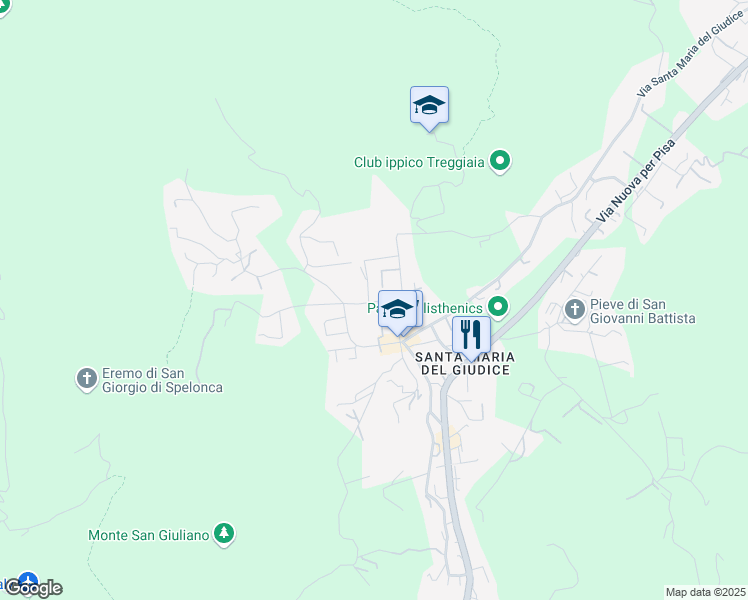 map of restaurants, bars, coffee shops, grocery stores, and more near 202 Via del Cimitero Diciannovesima in Lucca