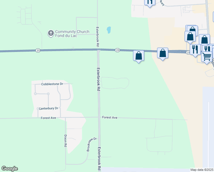 map of restaurants, bars, coffee shops, grocery stores, and more near W6866 Blue Heron Boulevard in Fond du Lac