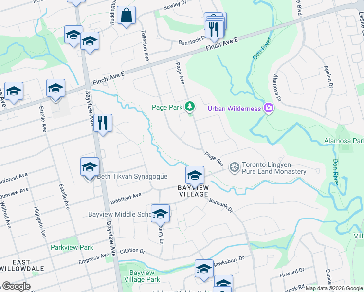 map of restaurants, bars, coffee shops, grocery stores, and more near 14 Heathview Avenue in Toronto