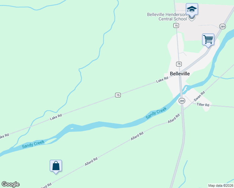 map of restaurants, bars, coffee shops, grocery stores, and more near 7793 Lake Road in Belleville