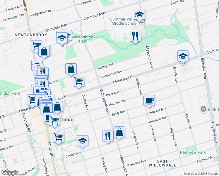 map of restaurants, bars, coffee shops, grocery stores, and more near 7 Slingsby Lane in Toronto