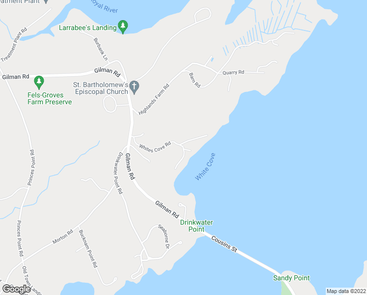 map of restaurants, bars, coffee shops, grocery stores, and more near 130 Whites Cove Road in Yarmouth