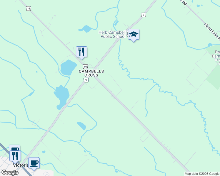 map of restaurants, bars, coffee shops, grocery stores, and more near 13929 Kennedy Road in Caledon